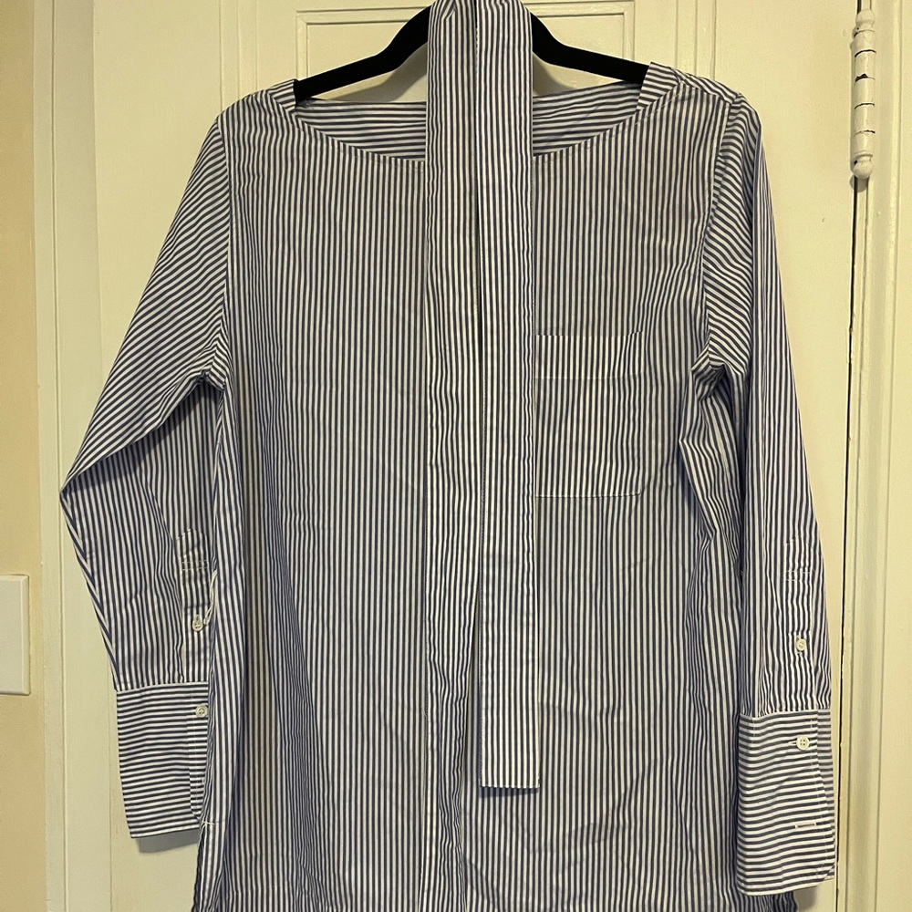 Striped tunic top with tie